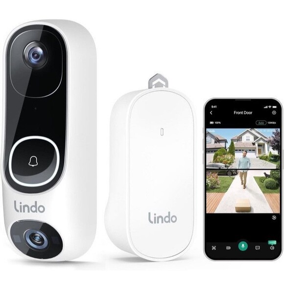 Lindo Pro Dual Camera Video Doorbell 2K With Chime Free Video History Over 190° - Picture 1 of 15
